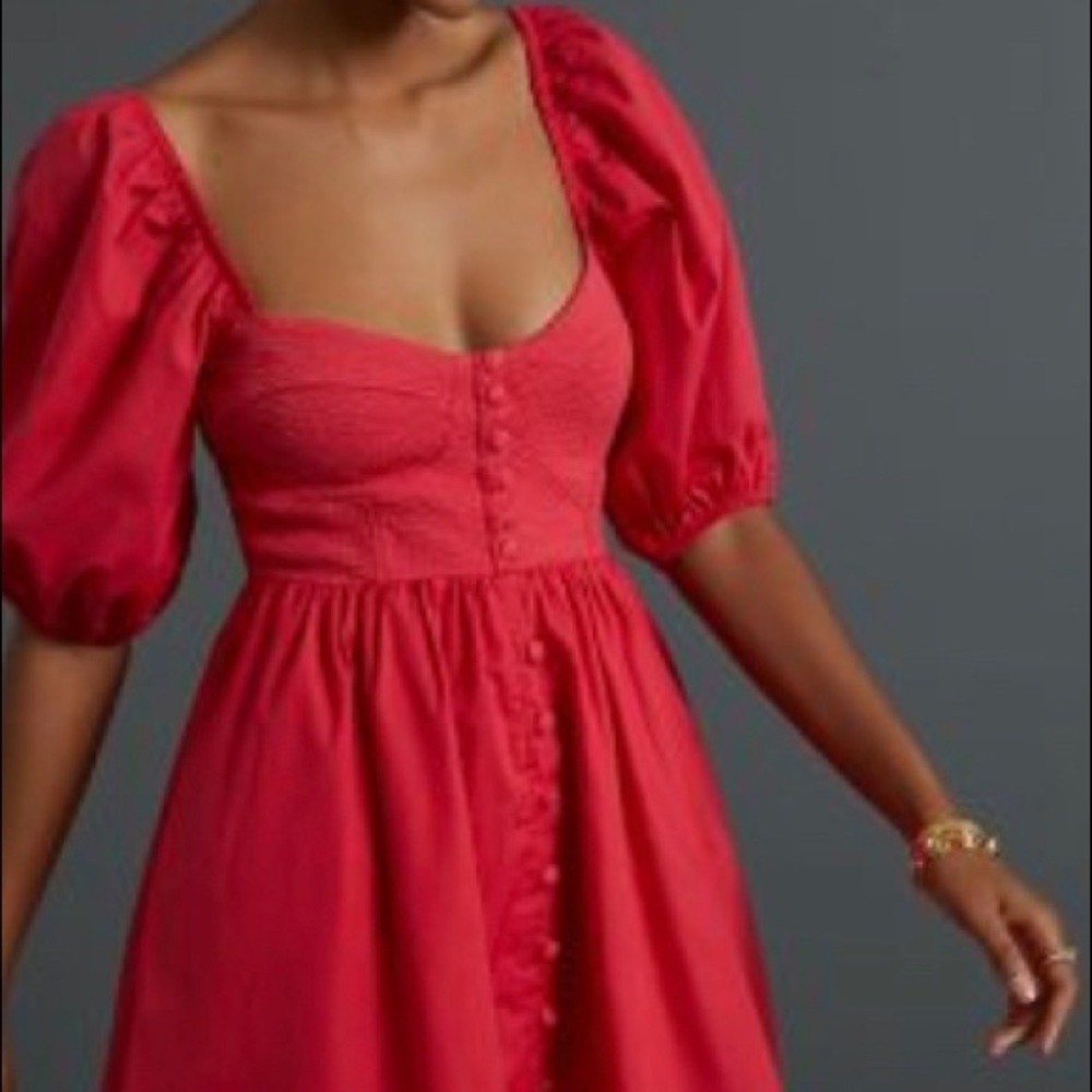 MAEVE PUFF-SLEEVED SWEETHEART MINI DRESS
